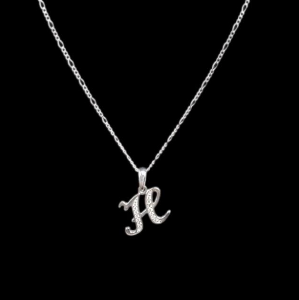 925 sterling silver‎ alphabet letter H pendant necklace